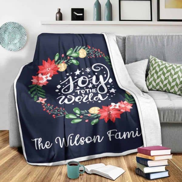gifts for couples for Christmas: Joy To The World Custom Blanket