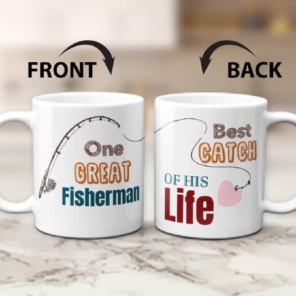 fun Christmas gifts for couples: One Great Fisherman & Best Catch of His Life Couple Mugs