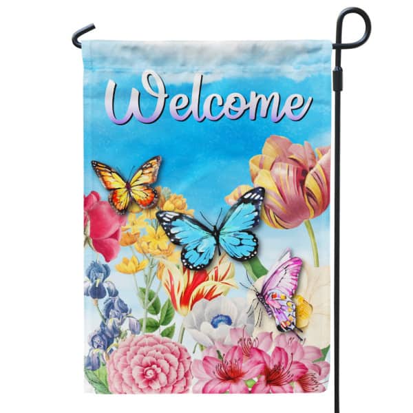 Butterfly Welcome Spring Garden Flag: gift for garden lover