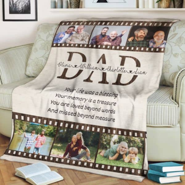 Dad Your Life Was A Blessing Custom Photo Blanket