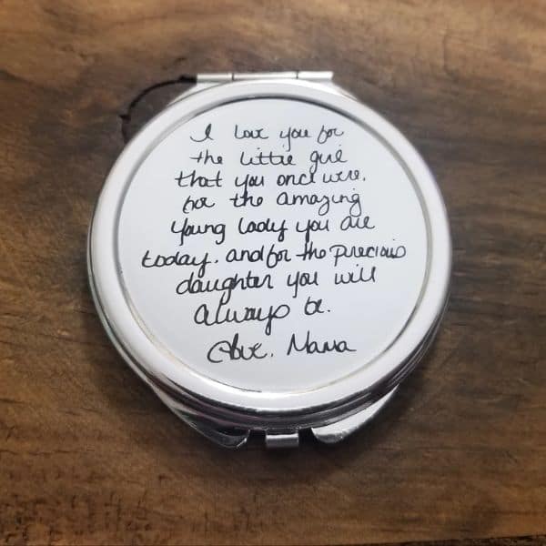 Handwritten Compact Mirror - Valentine's gift for a college daughter