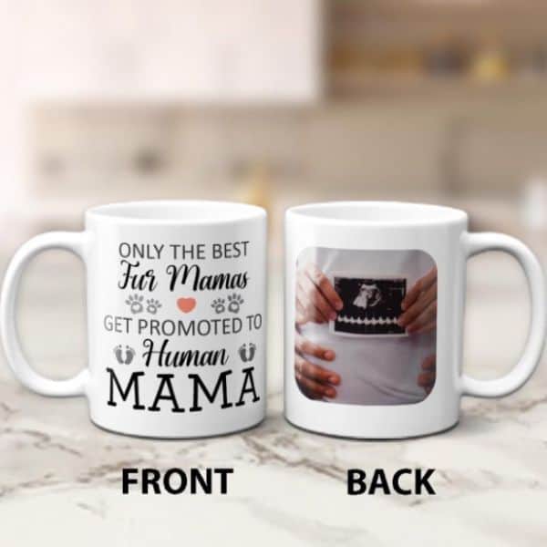 Valentine's Gifts for pregnant wife: Only The Best Fur Mamas Get Promoted To Human Mama Coffee Mug