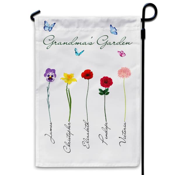 Personalized Grandma’s Garden Flag: family garden flags