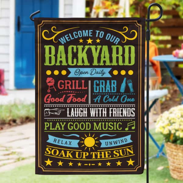 Welcome To Our Backyard Garden Flag - family gift ideas
