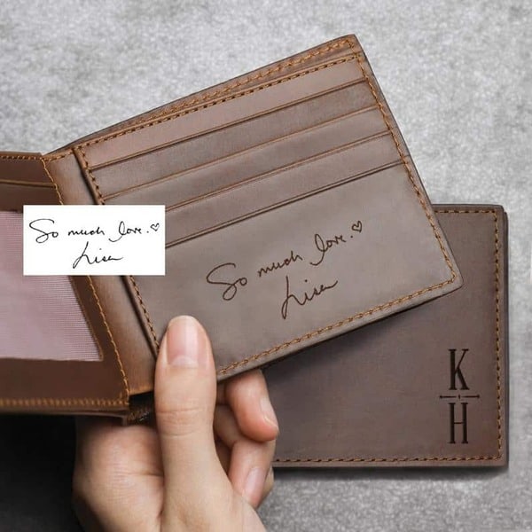 personalized valentines day gifts for him: Personalized Wallet with Handwriting