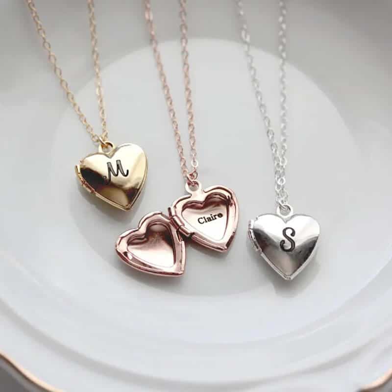 gold heart locket necklace for valentine's day
