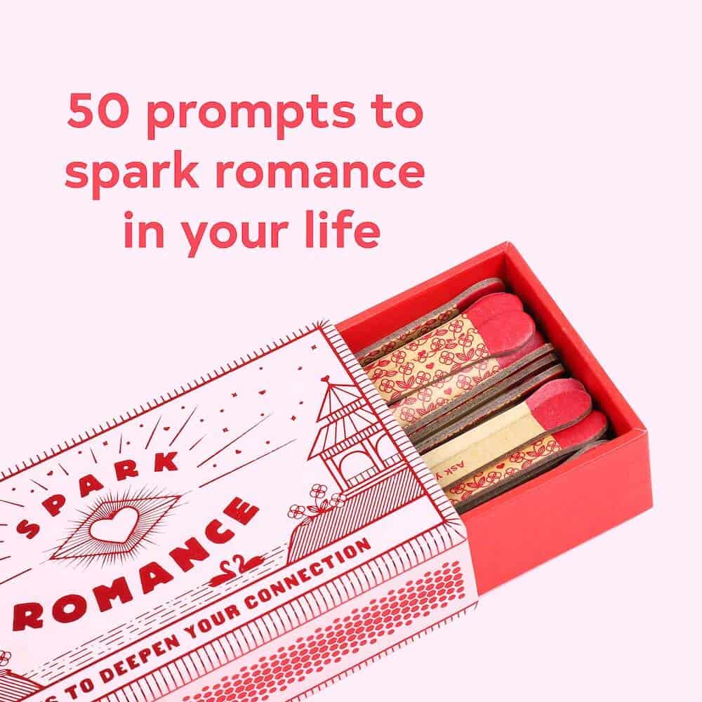 spark romance matchsticks with printed prompts