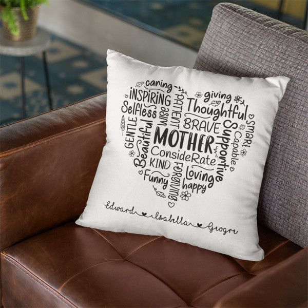 Mother Heart Shaped Word Art Custom Pillow: mother's day gift ideas from daughter