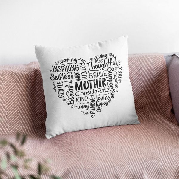 Mother Heart Shaped Word Art Pillow: perfect gifts for mothers day