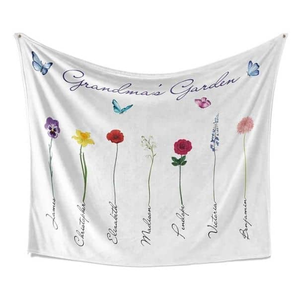 best mother's day gifts: Personalized Grandma’s Garden Blanket