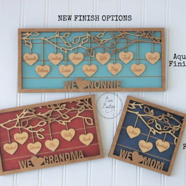 engraved mother's day gifts: Personalized Hanging Hearts Name Frame Sign