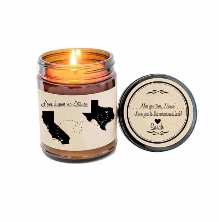 Love Knows No Distance Gift Scented Candle: mother's day last minute gifts