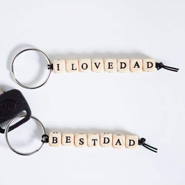 fathers day crafts for kids: alphabet beads keychain