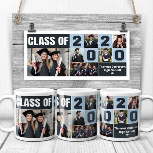 practical college graduation gifts for him: “Class Of 2023” Graduation Photo Collage Mug