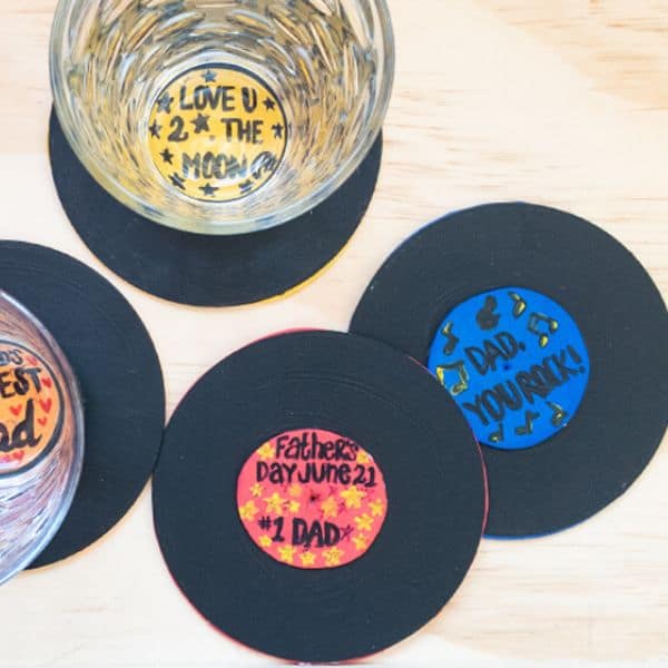 functional handmade Father's Day gift: Upcycled Record Coasters
