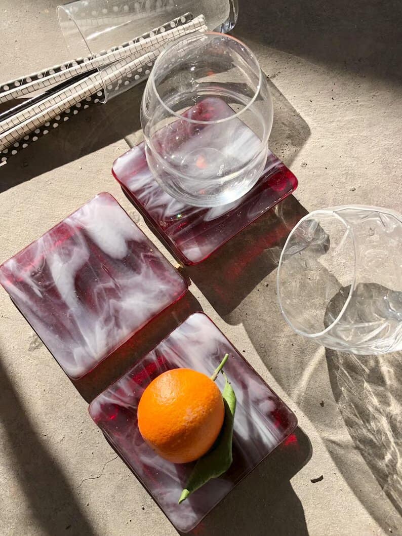 Marbled Glass Coaster: what to get for father's day who has everything
