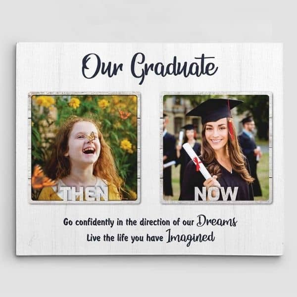 Our Graduate Then and Now 2 Photos Canvas Print