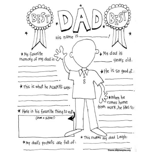 Dad Printable Father’s Day Coloring Page