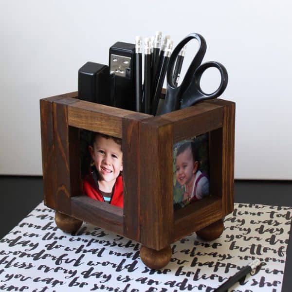 DIY Father's Day gift: Wooden Photo Desk Organizer