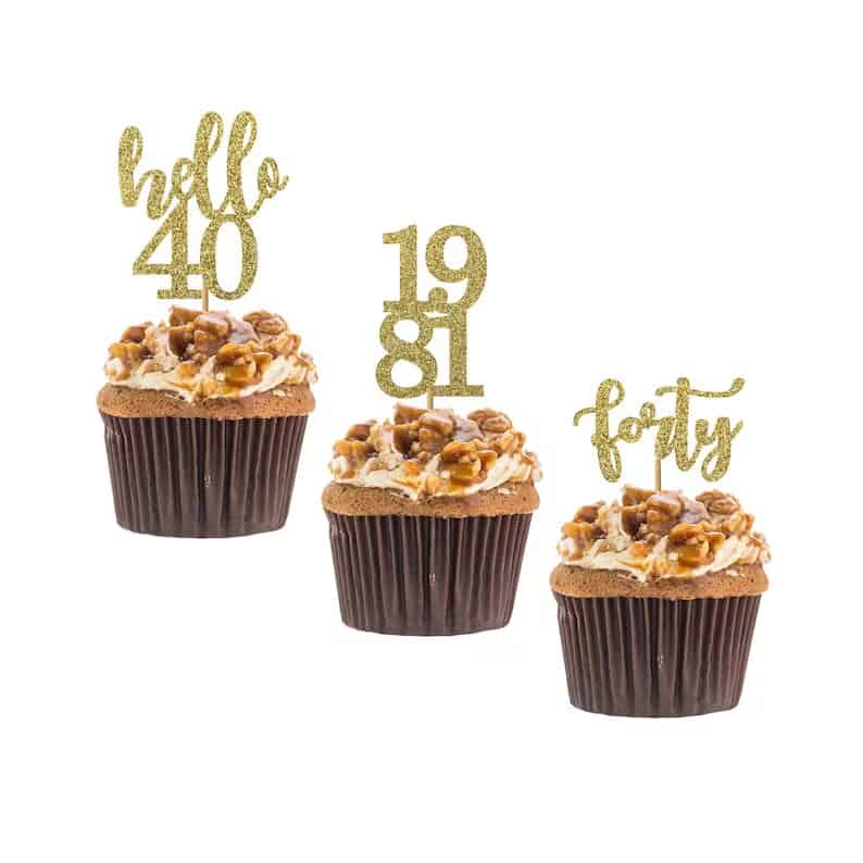 40th Birthday Party Cupcake Topper Set: 40th birthday ideas for her
