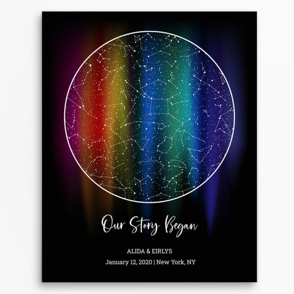 Custom Star Map By Date LGBTQ Rainbow Canvas Print