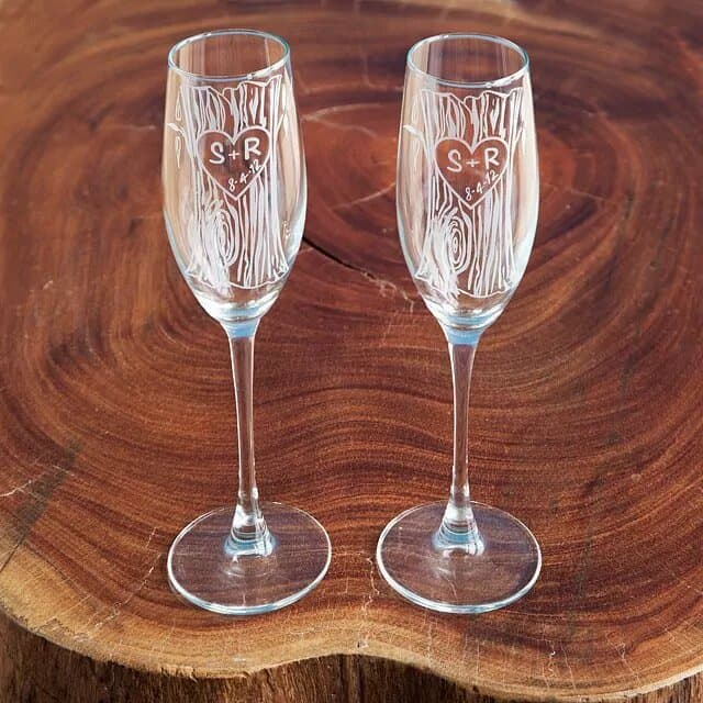 Etched Champagne Flutes: wedding gift ideas for couple