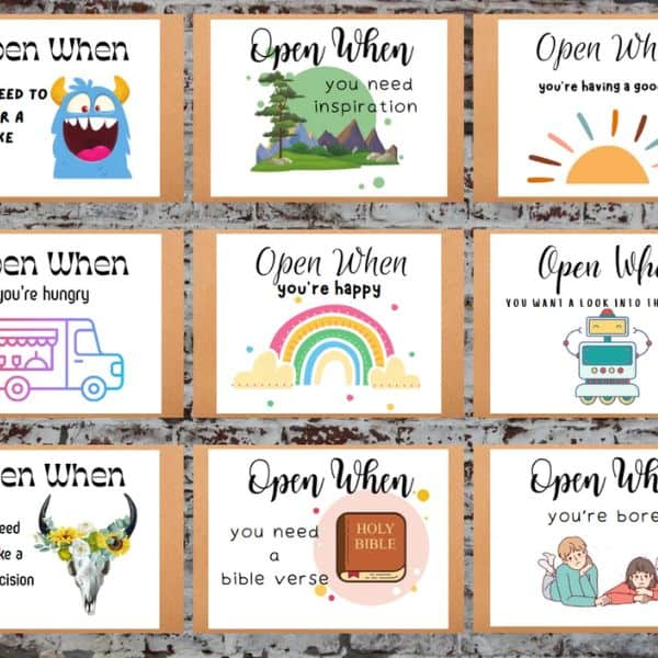 Printable Open When Envelopes - long distance family gifts