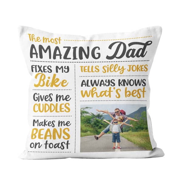 The Most Amazing Dad Custom Photo Pillow: father's day gift ideas for young dads