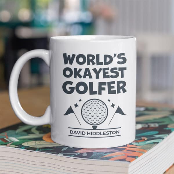World’s Okayest Golfer Custom Mug - gifts for golfers