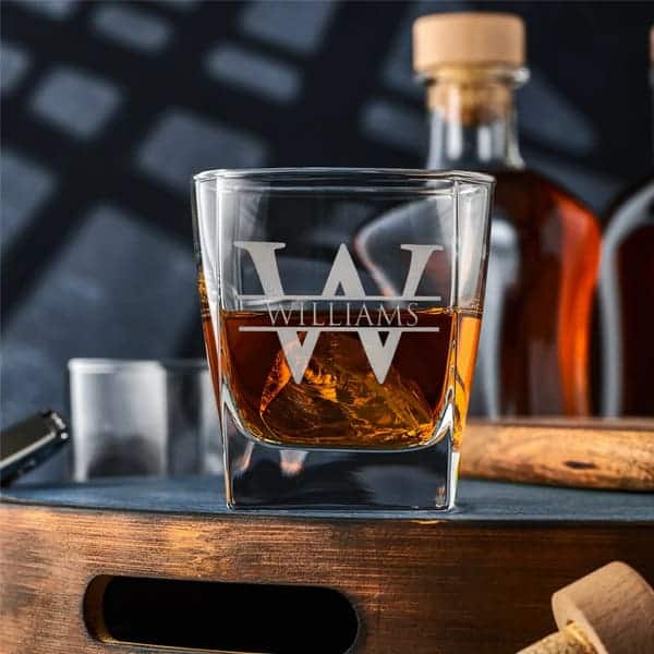 thoughtful father's day gift for son-in-law: Personalized Whiskey Glasses