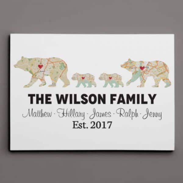 bear family map canvas print