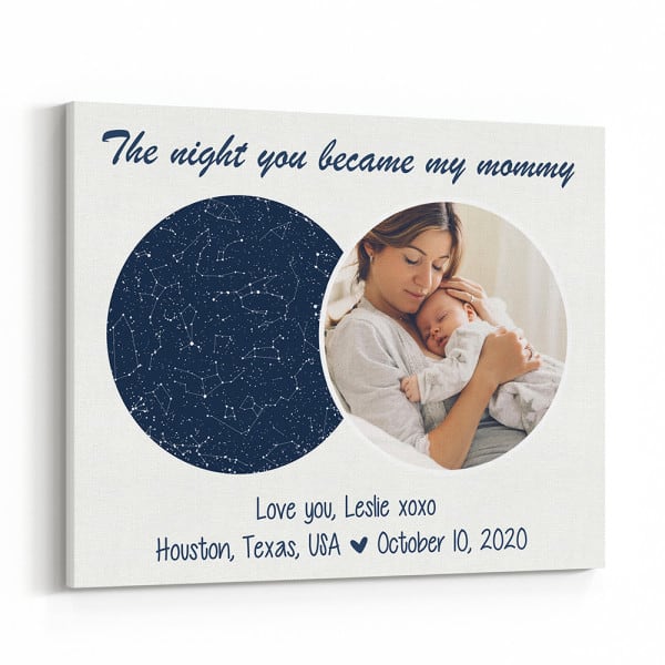 The Night You Became My Mommy Star Map Photo Canvas Print