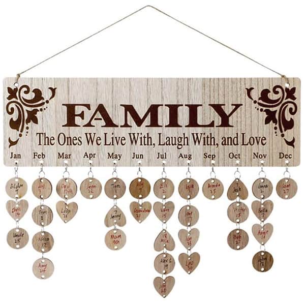 Wooden Family Birthday Reminder Calendar: homemade mothers day gifts for grandma