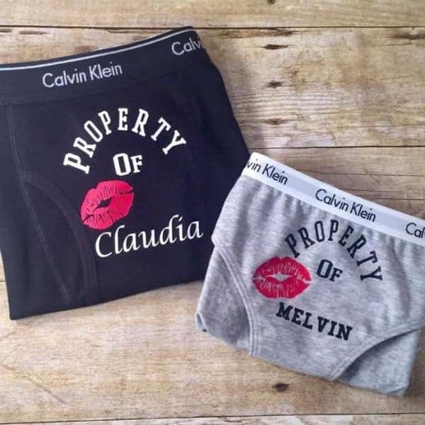 couples underwear set as a funny cotton anniversary gift