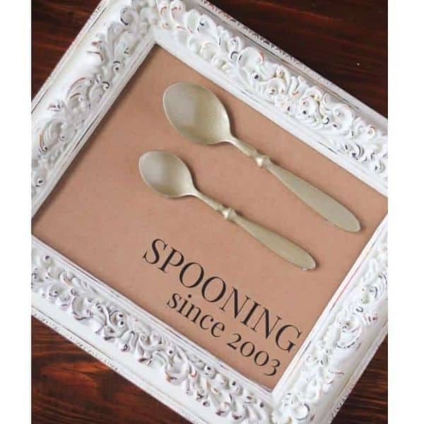 handmade spooning frame anniversary gift