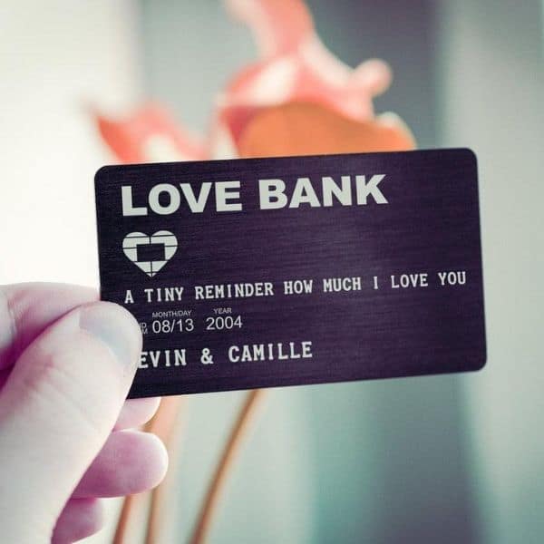 funny wedding anniversary gift: love bank wallet card
