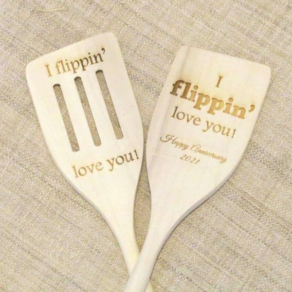 i flipping love you spatula wood anniversary gift