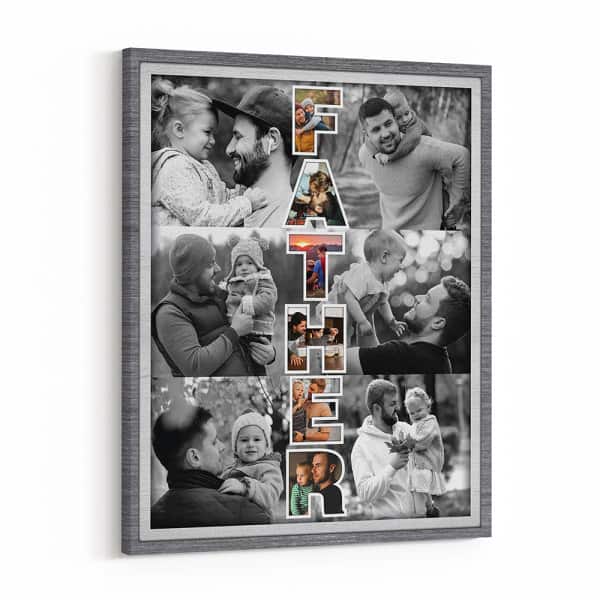 Father Art Custom Photo Collage Canvas Print good last minute father's day gifts