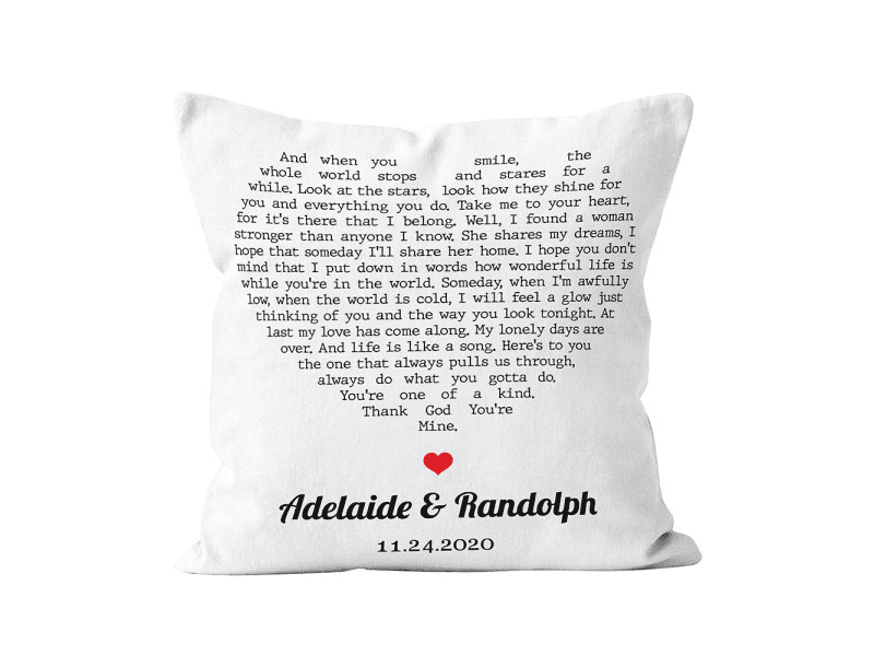 one year anniversary gift for boyfriend - custom pillow