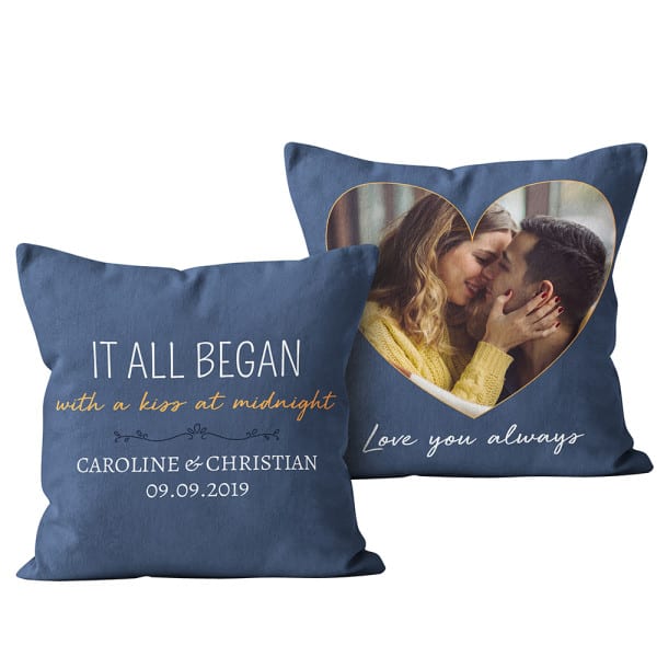 It All Began With Pillow With Custom Text And Photo - 1 year Anniversary Gift for Boyfriend