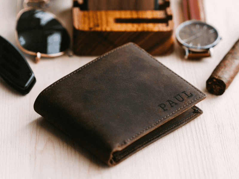 6 month anniversary gift for him: Leather Wallet
