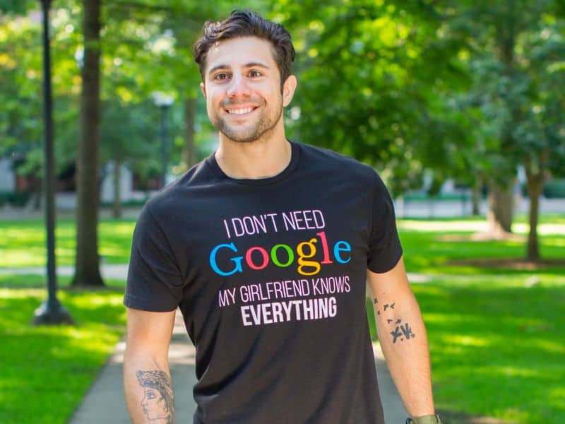 Funny Gifts for Boyfriend "My Girlfriend Knows Everything" T-Shirt