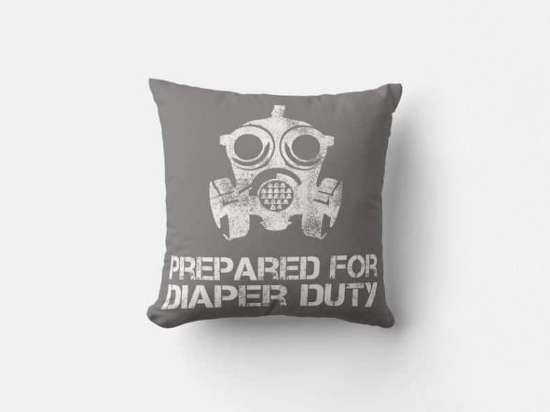 New Dad Prepared For Diaper Duty Funny Throw Pillow
