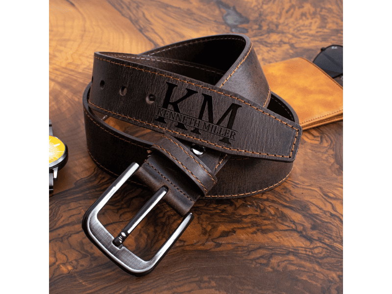 monogrammed leather belt for boyfriend