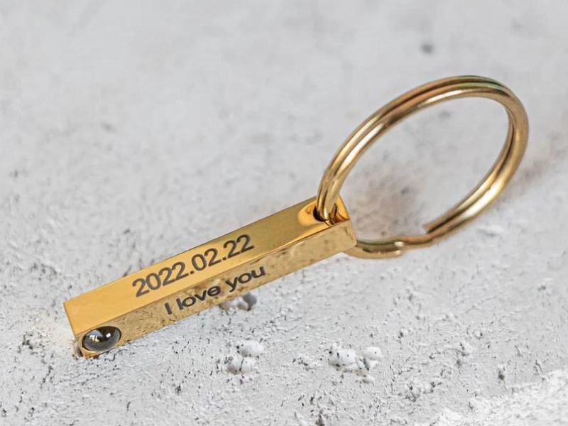 5 month anniversary gift: Projection Photo Keychain