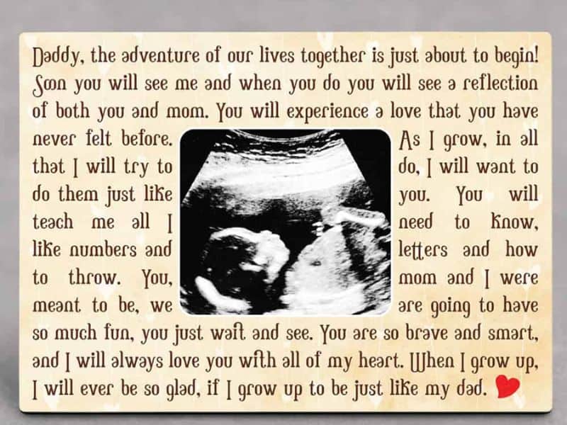 Personalized Engraved Wood Ultrasound Picture Frame - great gifts for expecting dads
