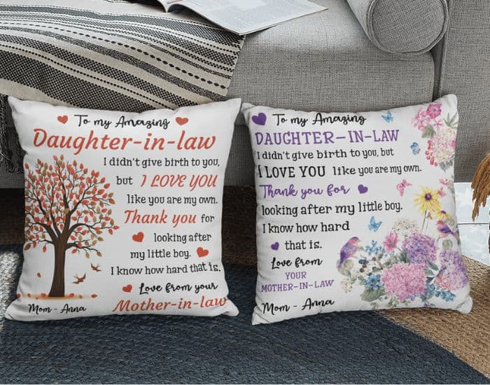 "To My Amazing Daughter-In-Law" Custom Pillow