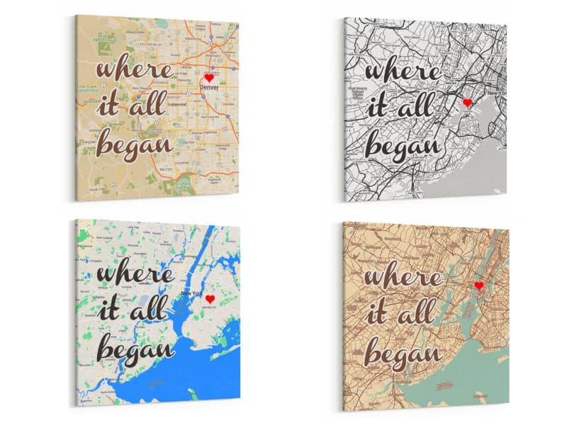 Romantic Gifts For Him Where It All Began Map Wall Art