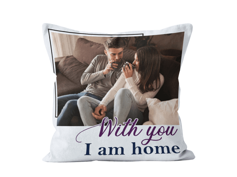 With You, I Am Home Custom Photo Suede Pillow