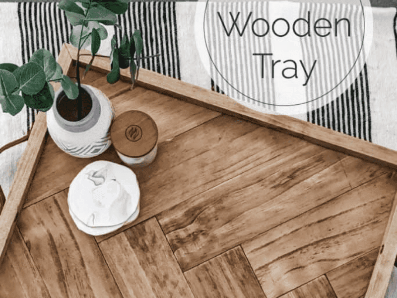Wooden Herringbone Tray